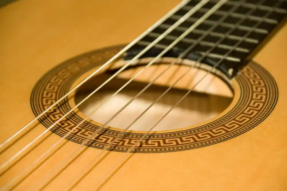 Detail of an acoustic guitar soundhole